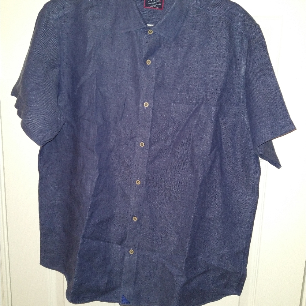 UNTUCKit Cameron WR 100% Linen Short Sleeve Button Up Shirt Men's sz Large. - Picture 1 of 6